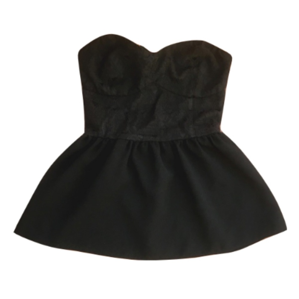 🧚DIVIDED Black Strapless Elastic Back Dress Sz 2